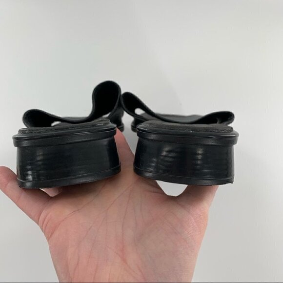 Montego Bay Club womens sandals size 8.5 black leather square toe vintage 90s - Picture 9 of 12